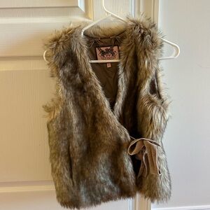 Juicy Couture Faux Fur Vest in Taupe Brown